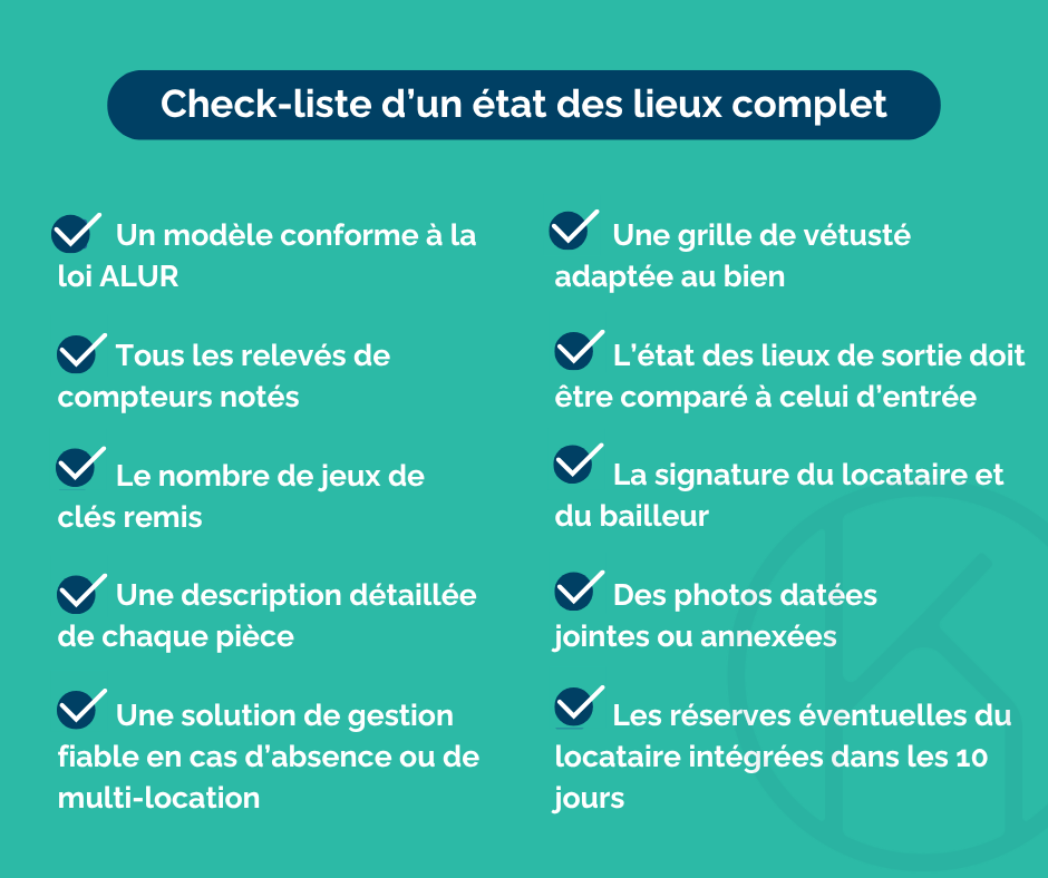 check-liste d'un état des lieux complet